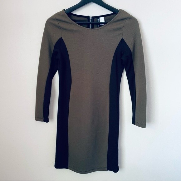 H&M Forest Green & Black Cocktail Date Night Bodycon Ribbed Mini Dress | Size: 8 - Picture 5 of 14